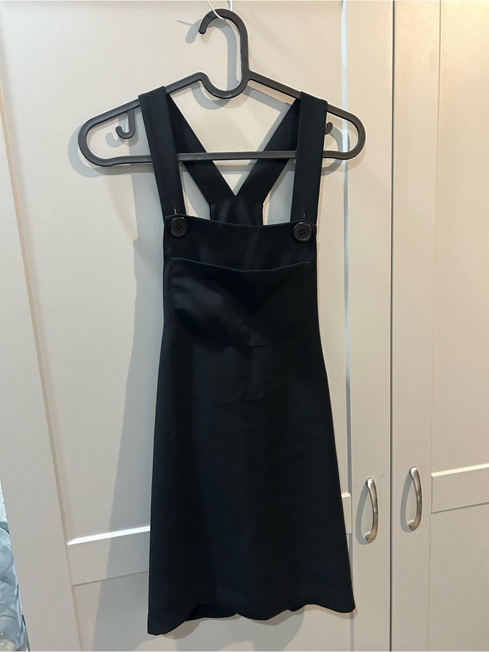 Black Pinafore Dress with Cross-Back Straps